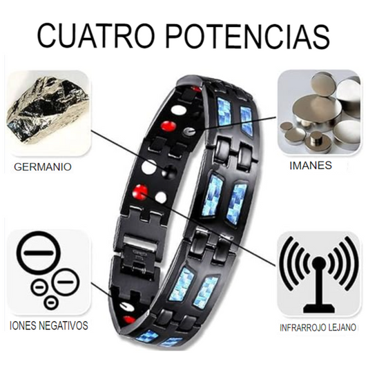 Pulsera Magnética Ajustable de Titanio Azul de Carbono 2x1