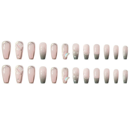 24piezas uñas postizas de color rosa