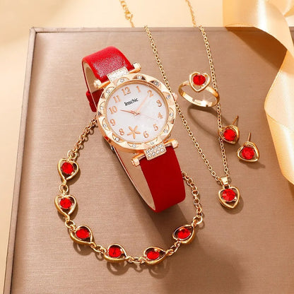 RELOJ ELEGANTE ROJO INTENSO 5 PIEZAS