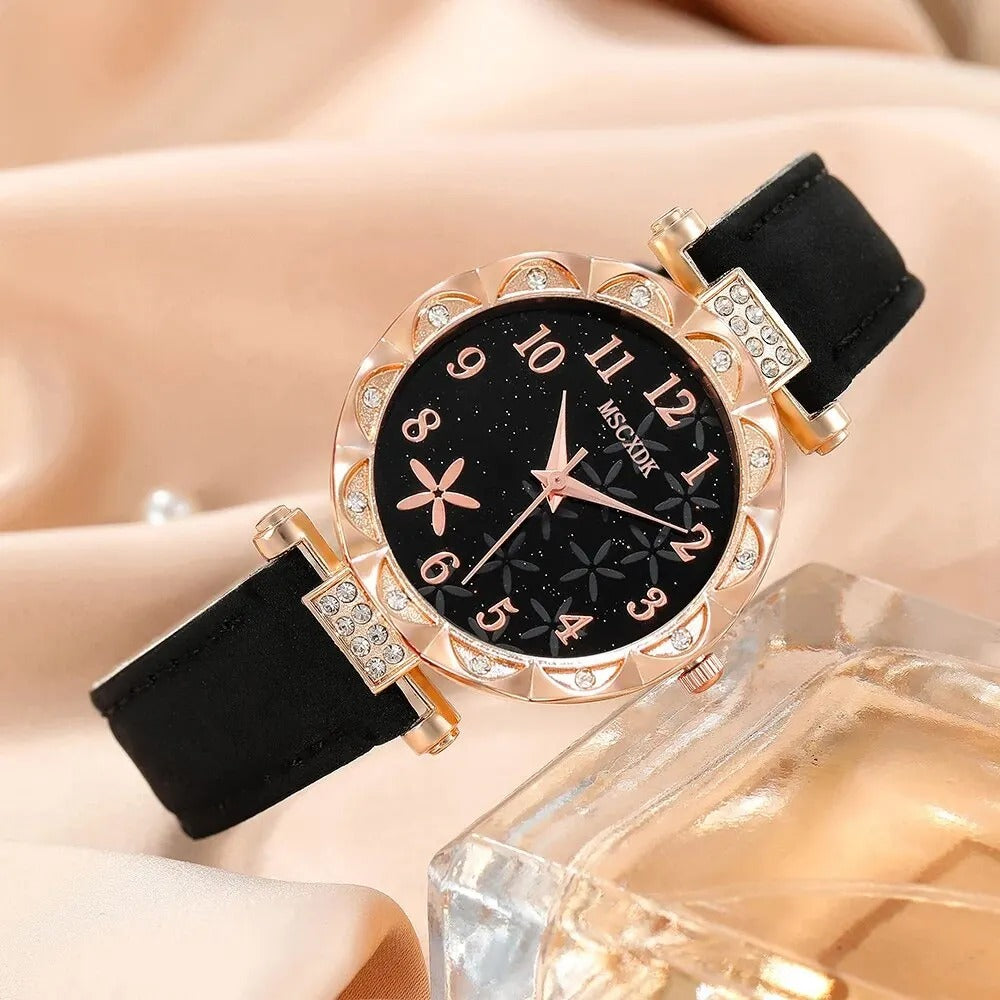 RELOJ CUARZO ELEGANTE NEGRO 8 PIEZAS