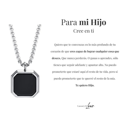 Para Mi Hijo | Collar de Piedra Negra ❤