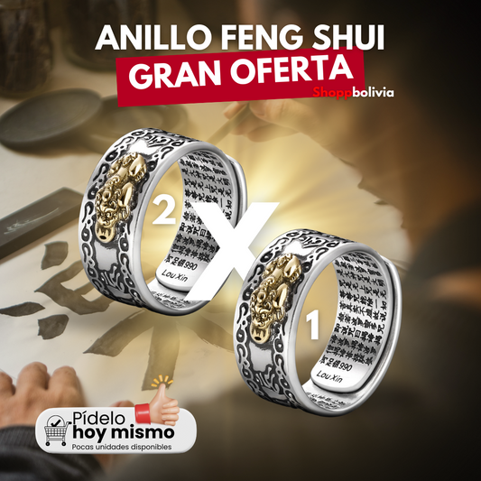 2X1 ANILLO FENG SHUI RIQUEZA PROSPERIDAD ALEACION COBRE