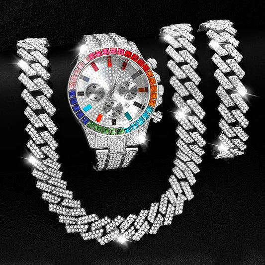 CONJUNTO RELOJ DIAMANTE 3PIEZAS CUBANA