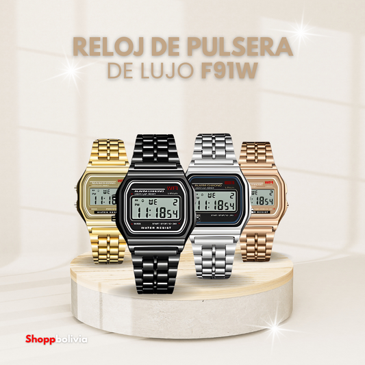 Reloj de pulsera de lujo F91W para hombre y mujer