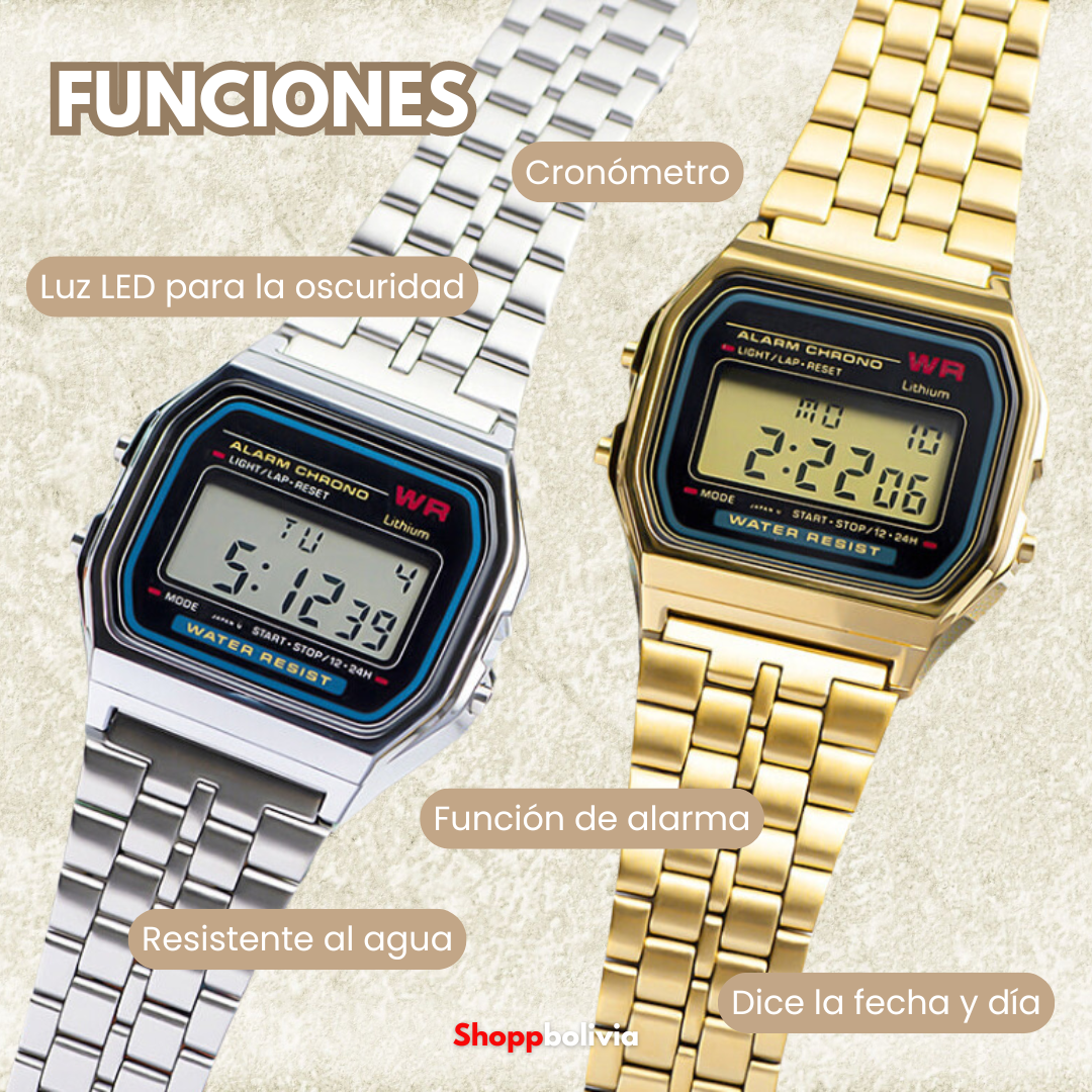 Reloj de pulsera de lujo F91W para hombre y mujer