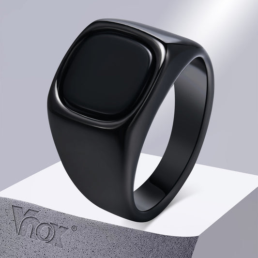 Anillo  Punk Vnox negro de acero inoxidable