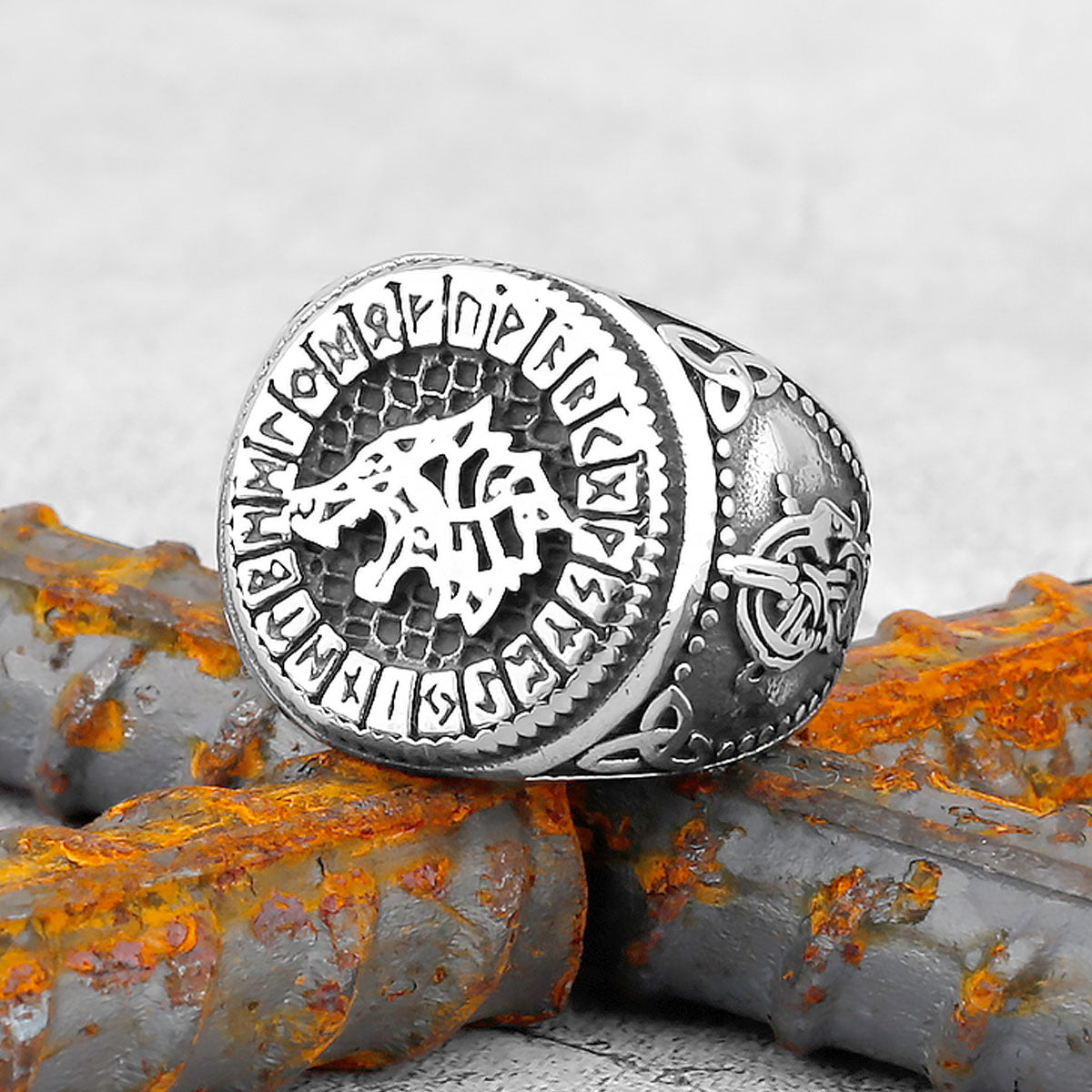 Anillo Vikingo Nordico Acero Inoxidable - ShoppBolivia