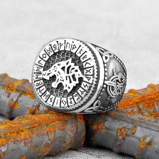 Anillo Vikingo Nordico Acero Inoxidable - ShoppBolivia