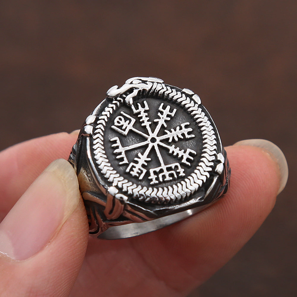 Anillo Vikingo Brujula Dragon - ShoppBolivia