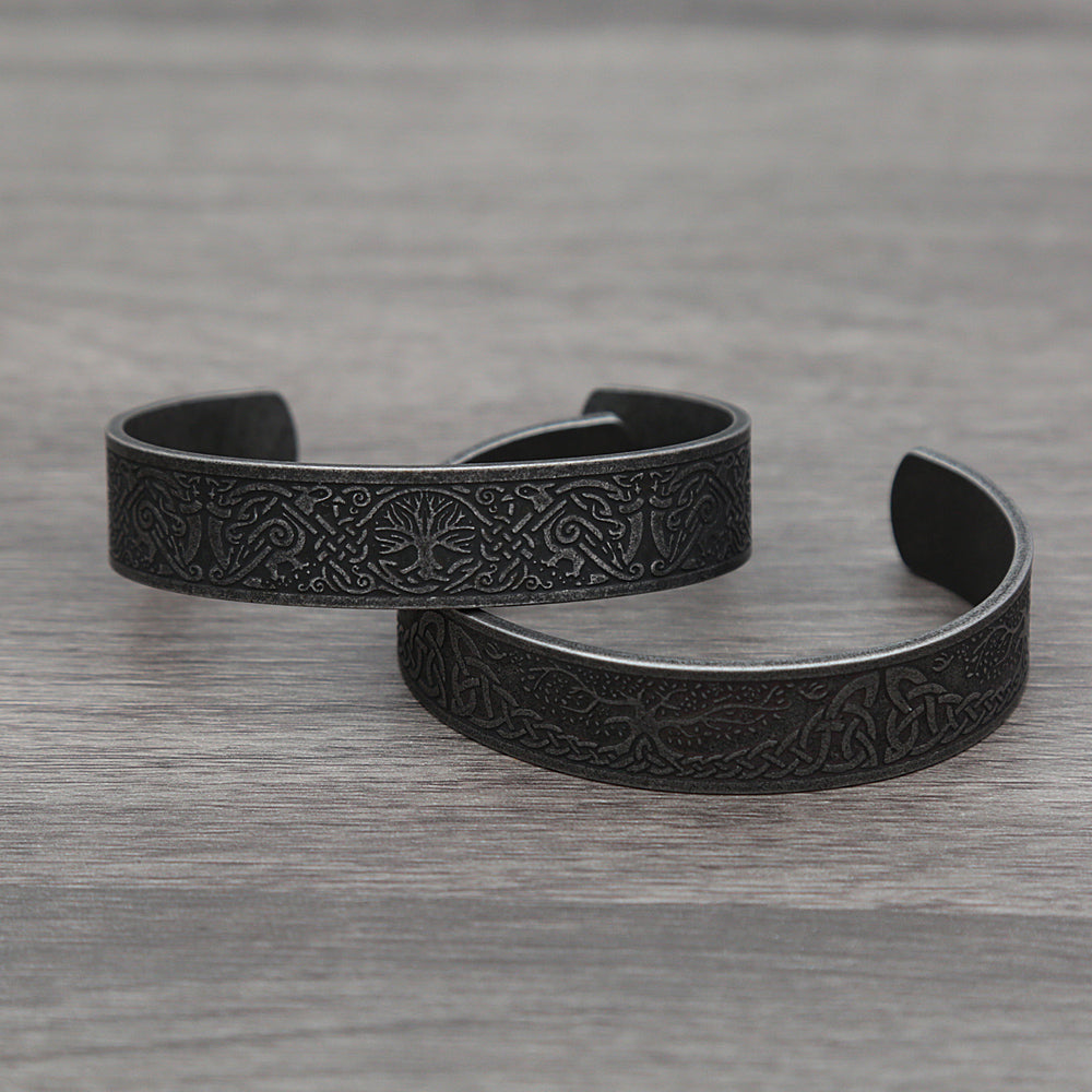 Pulsera de runas vikingas de acero inoxidable - ShoppBolivia