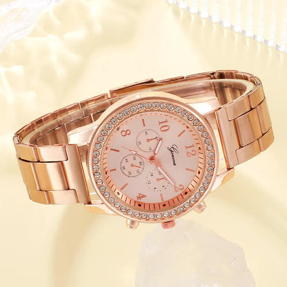 Reloj lujo Juego de 6 piezas de oro rosa para mujer