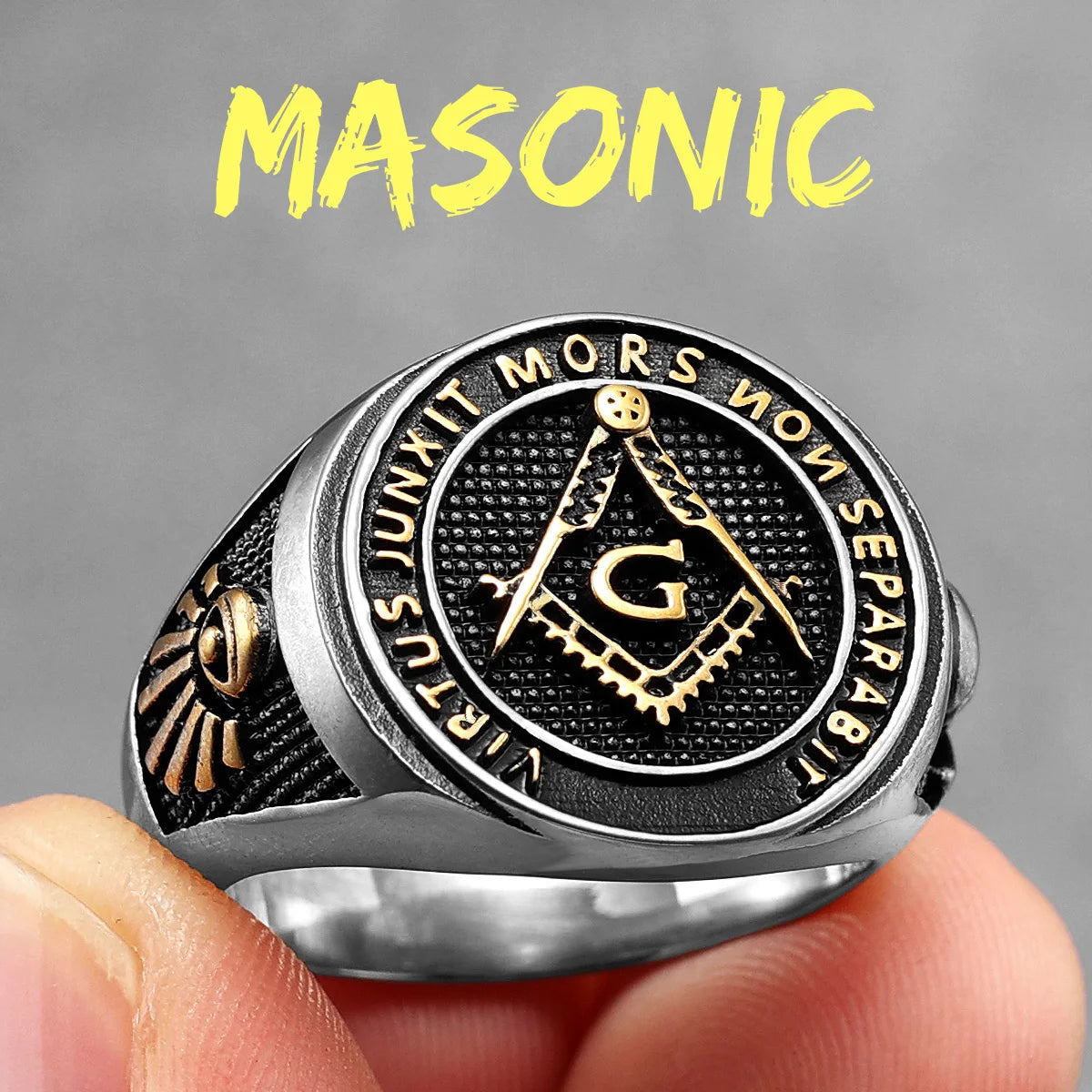 Anillo de acero inoxidable para hombre, masónicos de Masonería - ShoppBolivia