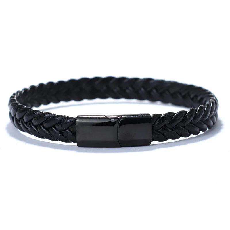 Pulsera de cuero de acero inoxidable para Hombre - ShoppBolivia