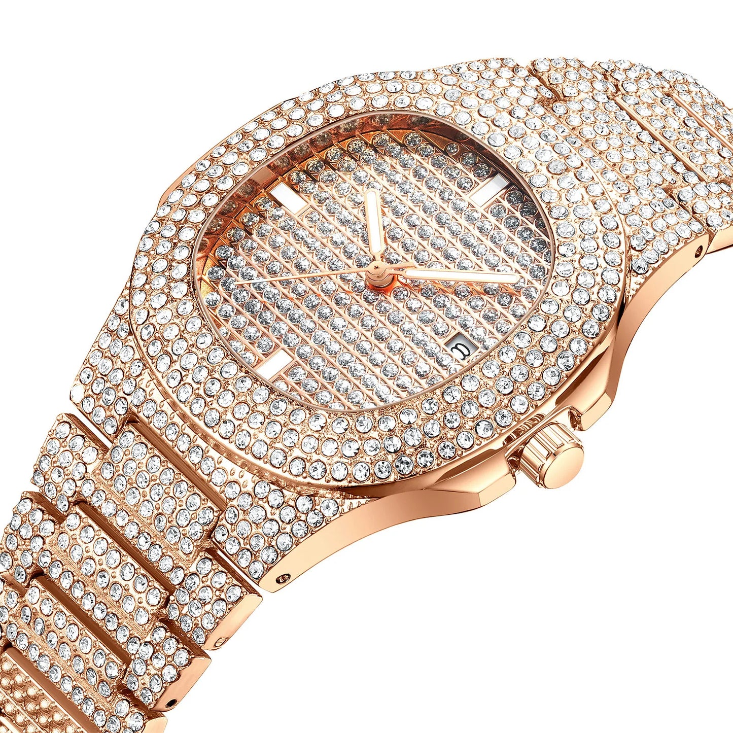 Reloj cuarzo diamante, estilo hip hop