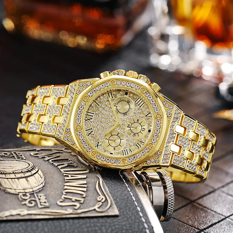 RELOJ CUABANO DIAMANTE DORADO