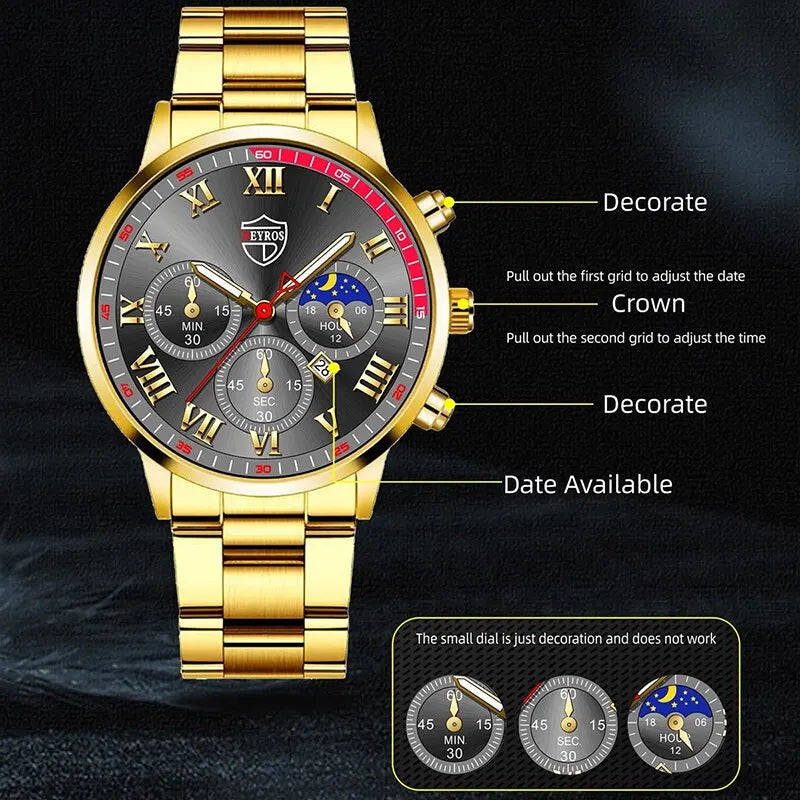 RELOJ DORADO DE LUJO ACERO INOX