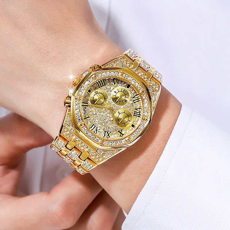 RELOJ CUABANO DIAMANTE DORADO