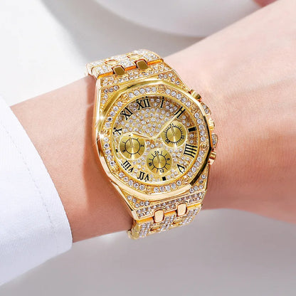 RELOJ CUABANO DIAMANTE DORADO