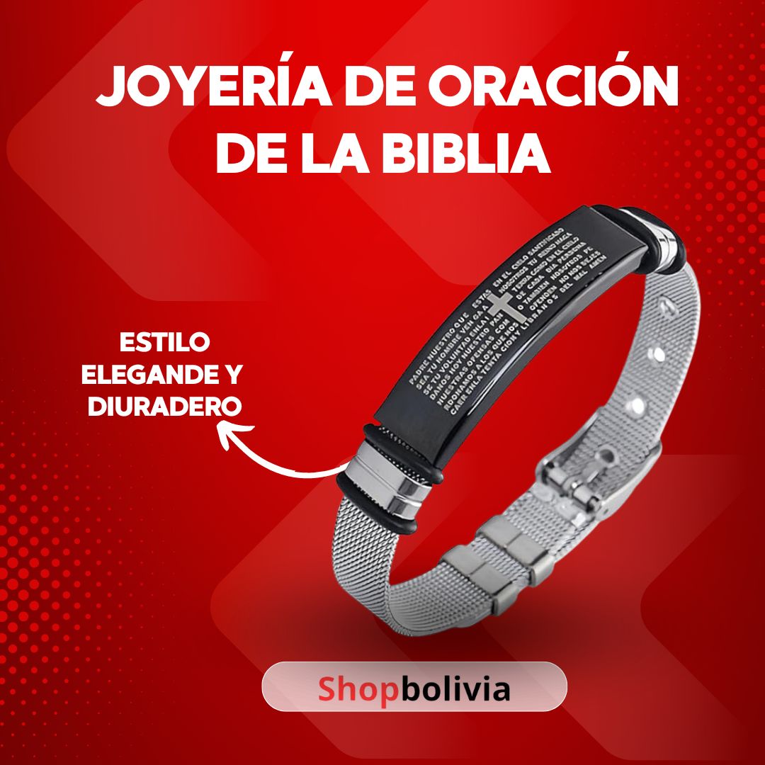 Pulsera de Acero Inoxidable para Hombres – Joyería de Oración Bíblica