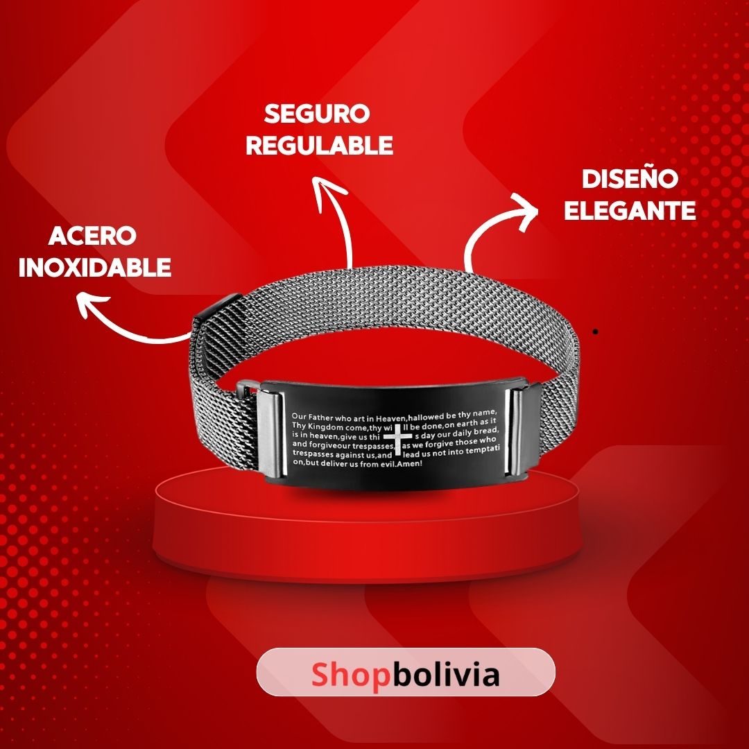 Pulsera de Acero Inoxidable para Hombres – Joyería de Oración Bíblica