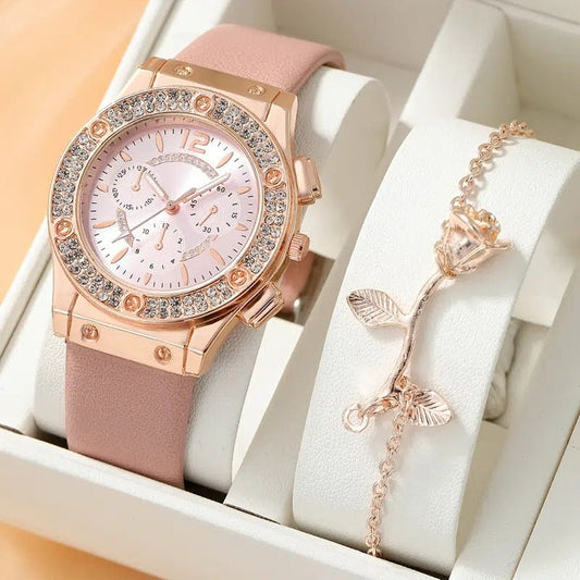 Reloj de cuarzo con pulsera elegante para dama