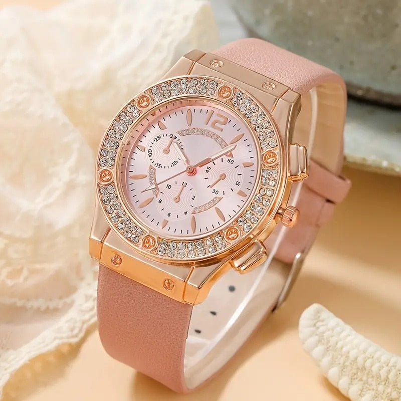 Reloj de cuarzo con pulsera elegante para dama